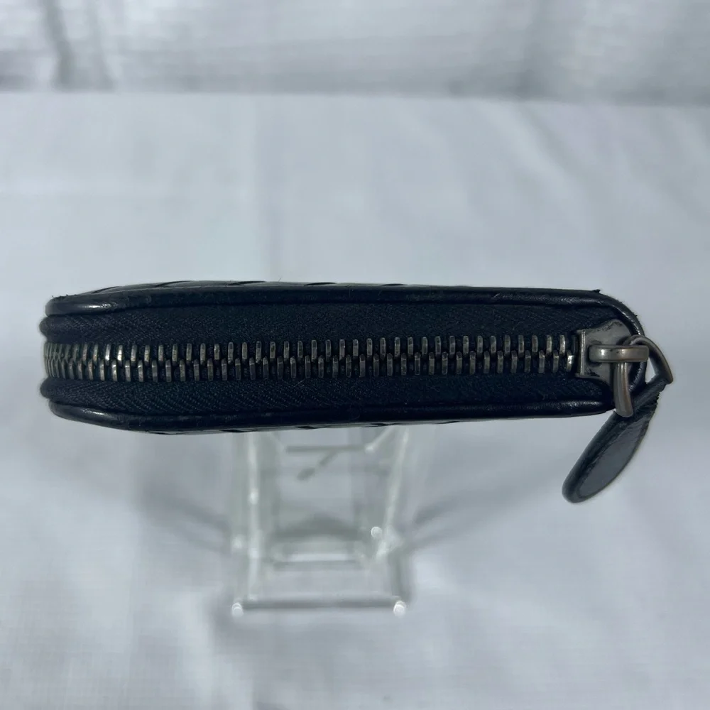 1059: Bottega Veneta Intrecciato Zip Around Continental Wallet Black